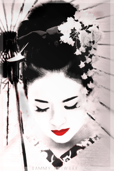 japanese art geisha. The image of a geisha is